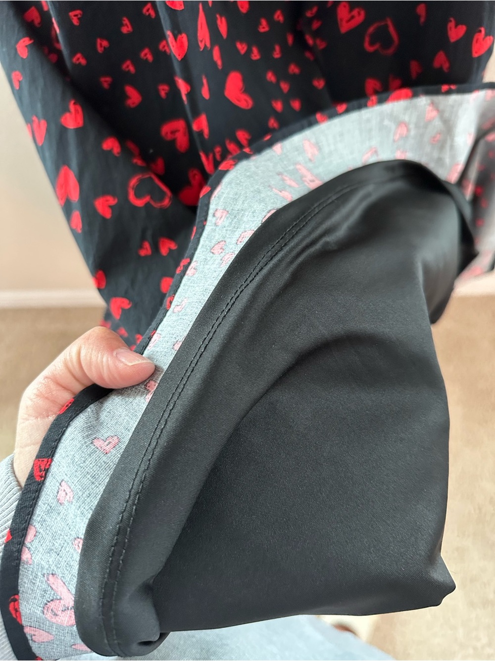 Black and Red Heart Print Square-Neck Midi Dress - Picture 11 of 11